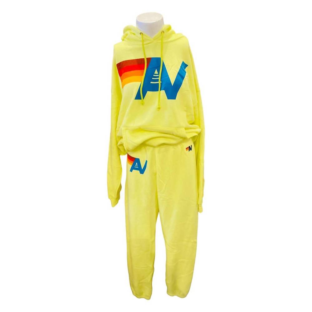 AVIATOR NATION logo pullover hoodie in neon yellow